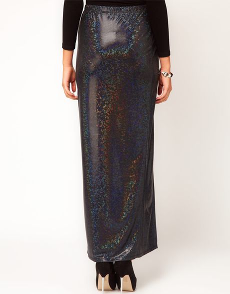 black thigh split maxi skirt