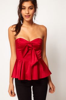 ASOS Collection Asos Bandeau Top with Peplum and Tie Detail - Lyst