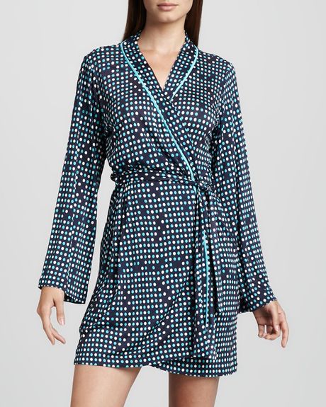 Cosabella Bella Dotprint Robe in Blue (navy dot) - Lyst