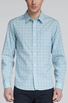 Elie Tahari Zac Plaid Shirt Aquarius Blue - Lyst