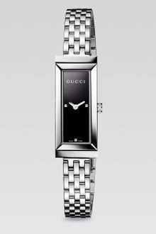 Gucci G-frame Diamond & Stainless Steel Rectangle Watch - Lyst