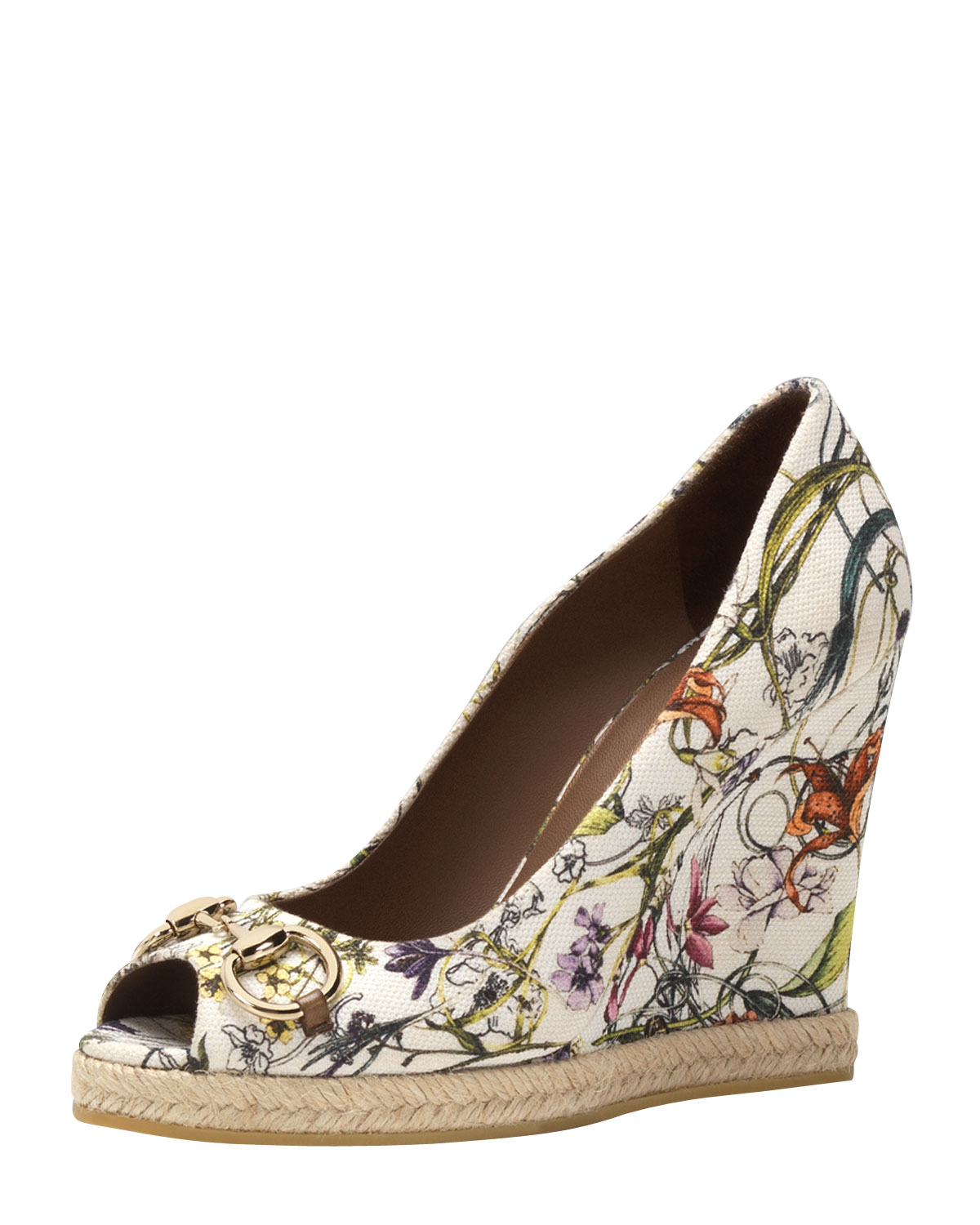 Gucci Floral Canvas Wedge Pump in Floral (multi) | Lyst