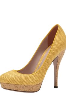 Gucci Woven Raffia Platform Pump Bumblebee - Lyst