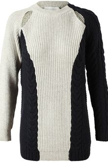 3.1 Phillip Lim Contrasting Cable Knit Sweater - Lyst