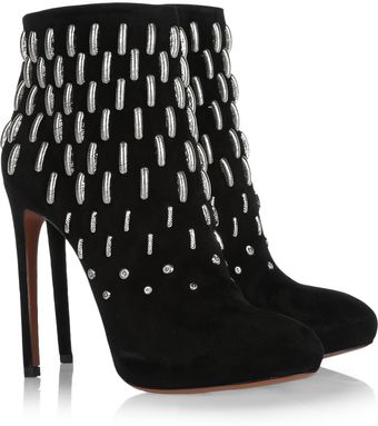 Alaïa Metalembellished Suede Boots - Lyst