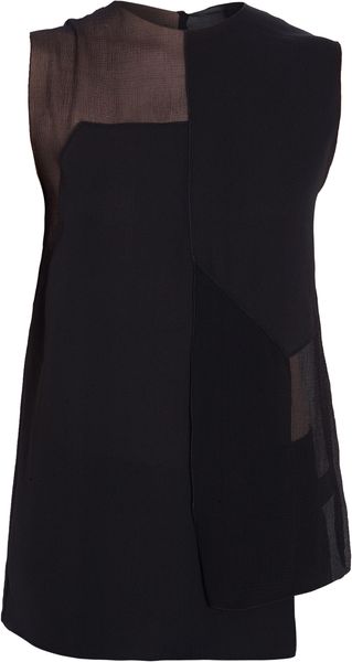 Alexander Wang Sleeveless Asymmetric Chiffon Top - Lyst