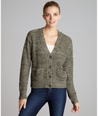 Autumn Cashmere Forest Marled Cotton Button Front Boyfriend Cardigan - Lyst