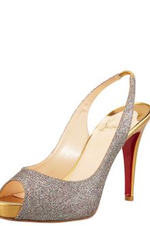 Christian Louboutin No Prive Glittered Red Sole Slingback Pump - Lyst