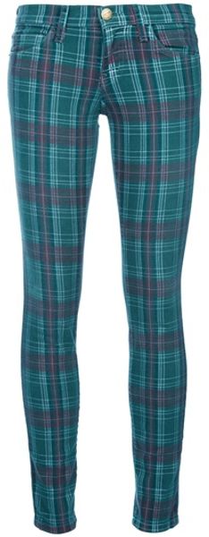 Current/Elliott Tartan Check Skinny Jean - Lyst