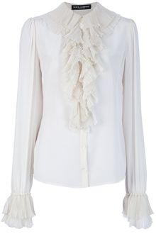 Dolce & Gabbana  Ruffle Silk Blouse - Lyst