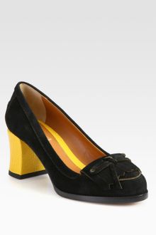 Fendi Austen Suede Loafer Pumps - Lyst