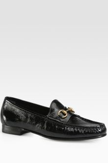 Gucci Patent Leather Horsebit Loafers - Lyst