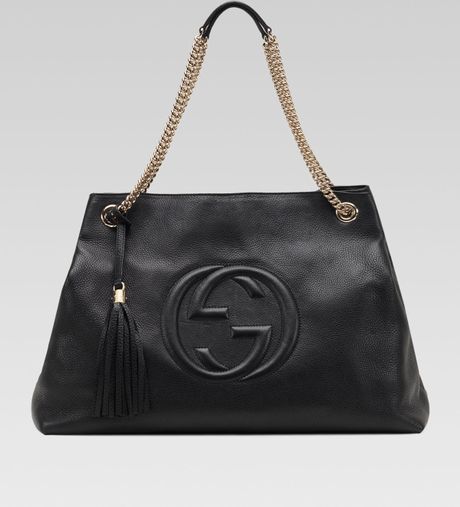 Gucci Soho Large Leather Doublechainstrap Shoulder Bag Black in Black | Lyst