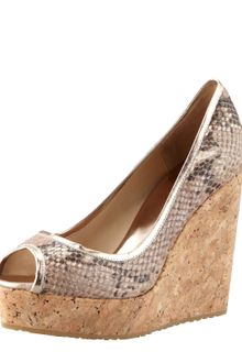 Jimmy Choo Papina Snakeprint Cork Wedge Desert - Lyst
