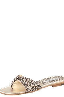 Manolo Blahnik Erna Leopardprint Slide Thong Sand - Lyst