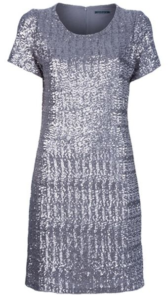 Velvet Sequin Embellished Dress - Lyst