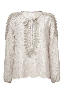 Anna Sui Silvergrey Botanic Lace Top - Lyst