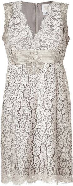 Anna Sui Silvergrey Embroidered Botanic Lace Dress - Lyst