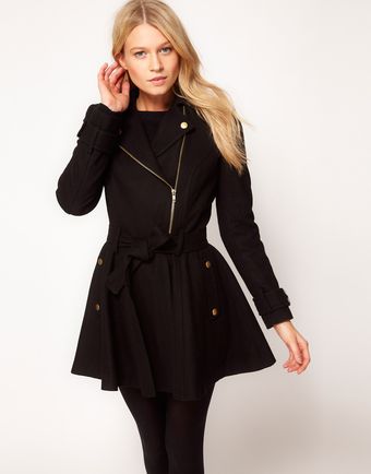 ASOS Collection Asos Fit and Flare Biker Coat - Lyst