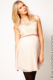 Asos Maternity Skater Dress in Lace and Chiffon - Lyst