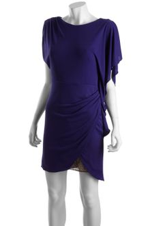 BCBGMAXAZRIA Persian Blue Jersey Rose Lace Embellished Asymmetrical Dress - Lyst