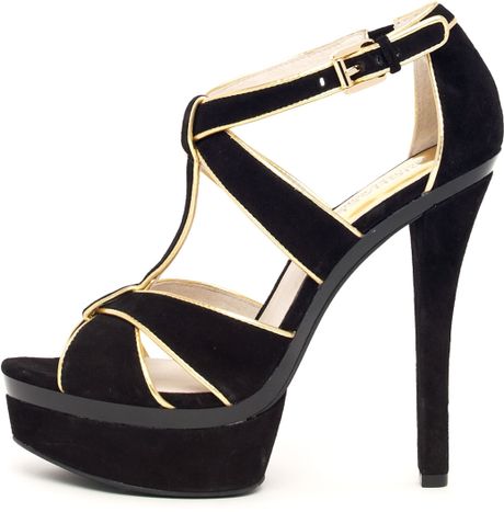 Michael Kors Gideon Tstrap Sandal in Black (slate) - Lyst