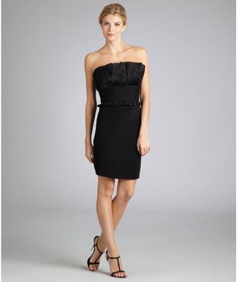 Notte By Marchesa  Silk Crepe Pleated Bodice Strapless Dress - Lyst