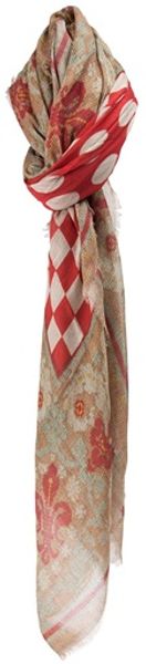 Pierre Louis Mascia Dot and Check Print Scarf - Lyst