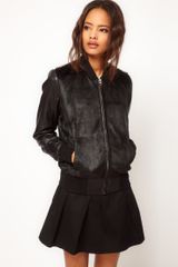 ASOS Collection Asos Leather and Fur Trim Bomber Jacket
