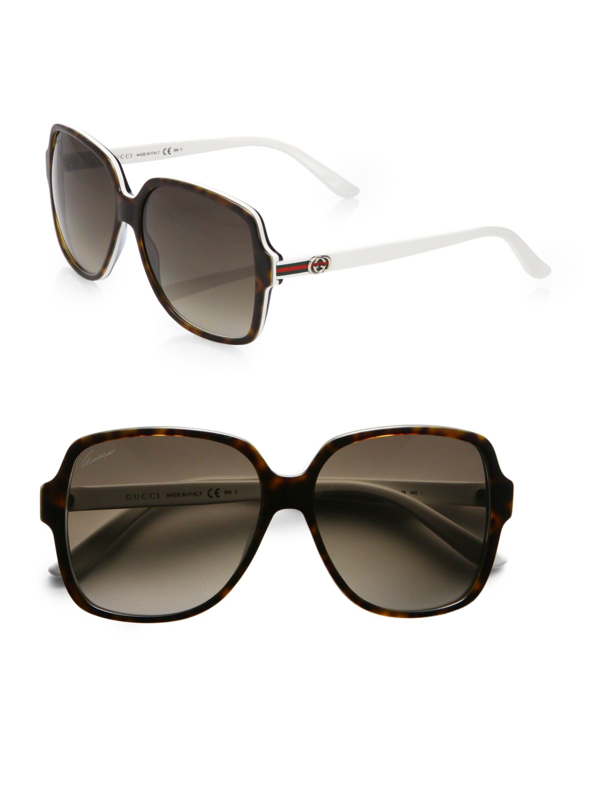 Gucci Glam Web Square Sunglasses in White | Lyst