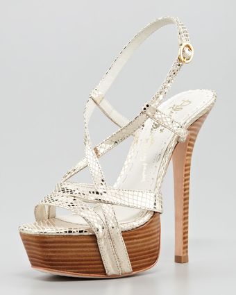 Alice + Olivia Leia Metallic Platform Sandal - Lyst