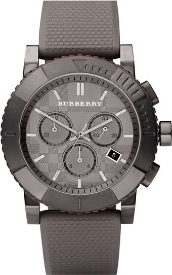 Burberry Rubber Strap Round Chronograph Watch - Lyst