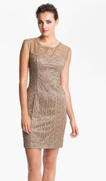 Sue Wong Embroidered Illusion Yoke Tulle Dress - Lyst