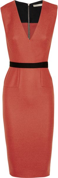 Victoria Beckham Belted Stretch Woolblend Dress - Lyst