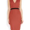 Victoria Beckham Belted Stretch Woolblend Dress in Red - Lyst