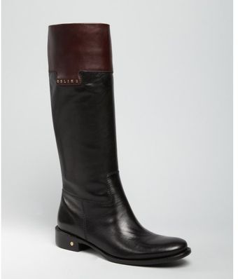 Celine Black and Brown Leather Riding Boots - Lyst