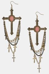Topshop Mixed Metal Cross Chain Drop Earrings