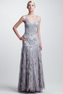Sue Wong Beaded Organzaskirt Gown - Lyst