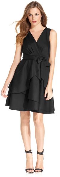 DKNY Sleeveless Tiered Belted Aline - Lyst
