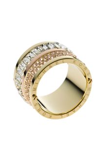 Michael Kors Multistone Barrel Ring Golden - Lyst