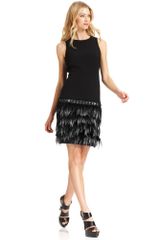 Michael Kors Sleeveless Studded Feathered Sheath Dress