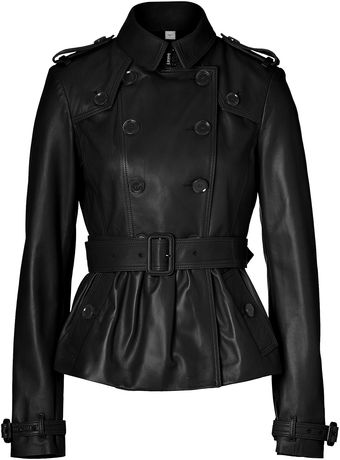 Burberry Black Leather Rushcourt Jacket - Lyst