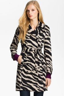 Anne Klein Zebra Print Trench Coat Petite - Lyst