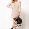 Asos Collection Asos Textured Stitch Jumper Dress in Beige (cream) - Lyst
