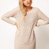 Asos Collection Asos Textured Stitch Jumper Dress in Beige (cream) - Lyst
