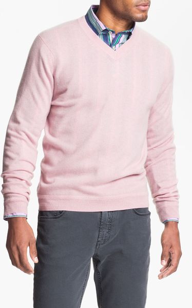 John W. NordstromÂ® Vneck Cashmere Sweater in Pink for Men (pink ...
