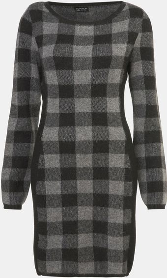 Topshop Plaid Sweater Dress - Lyst