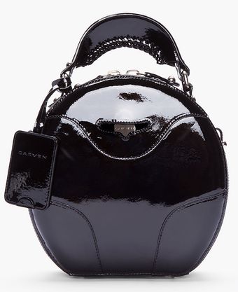 Carven Black Patent Leather Round Bag - Lyst
