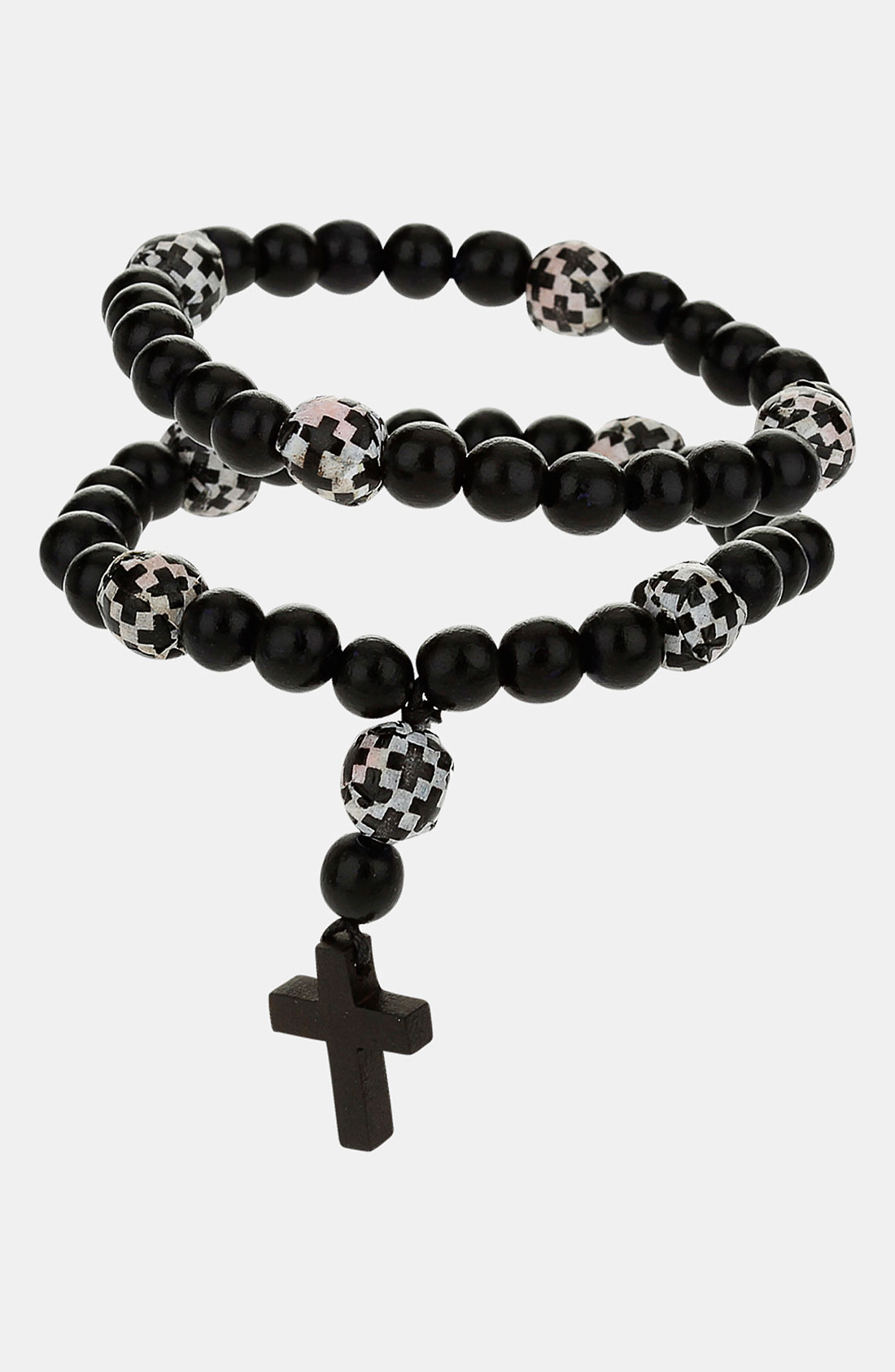 Topman Wood Bead Rosary Bracelet in Black for Men (black/ white) Lyst