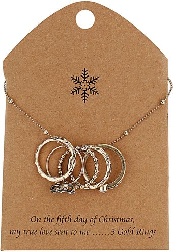 Topshop Five Gold Rings Necklace - Lyst